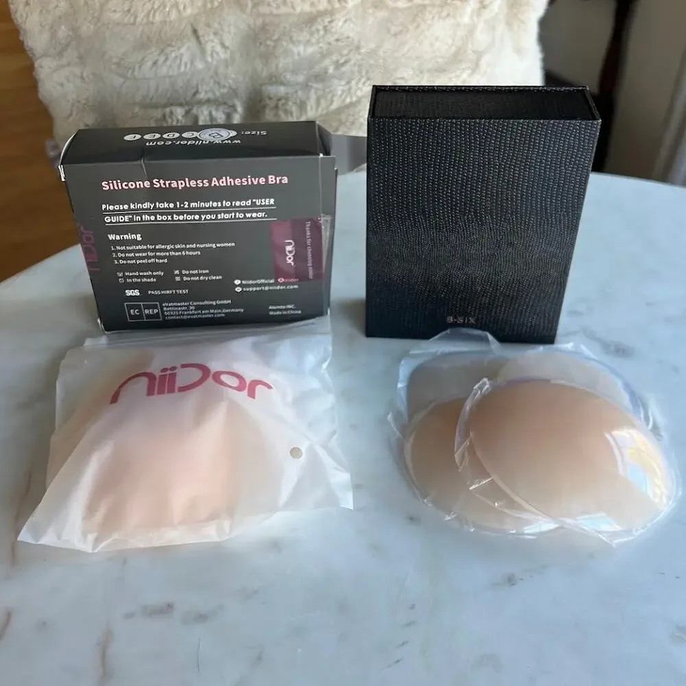 2-Pack Niidor B Cup Reusable Sticky Silicone Strapless Bras